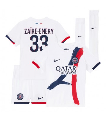 Paris Saint-Germain Warren Zaire-Emery #33 Replica Away Stadium Kit for Kids 2025-26 Short Sleeve (+ pants)